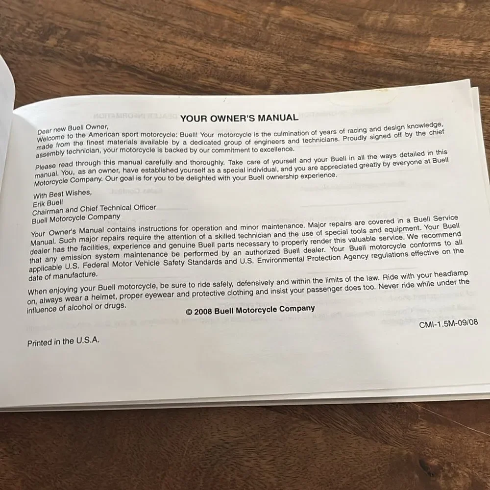 2009 Buell Owner’s Manual